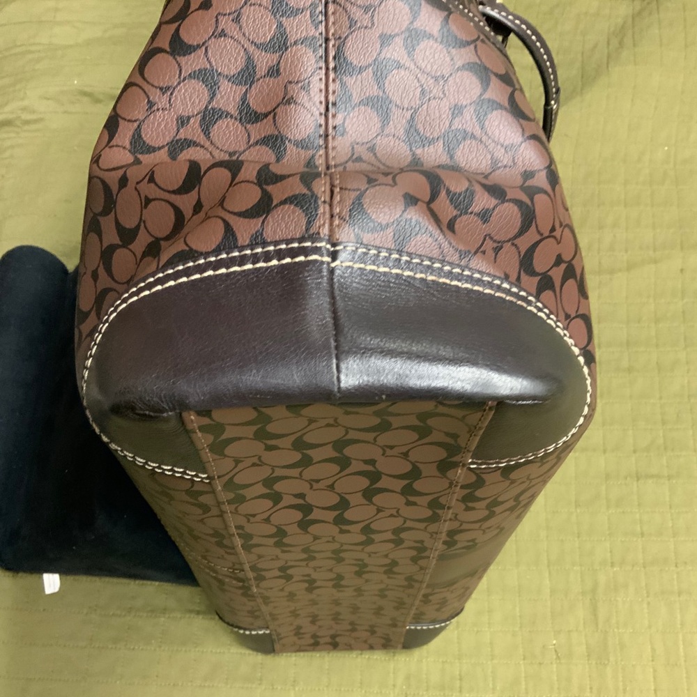 Coach Brown Chelsea Heritage Stripe Diaper Bag - Picture 12 of 15